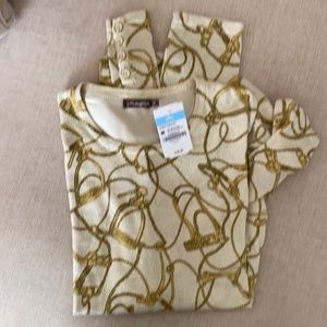J. McLaughlin off white and gold Lenny Sweater - Size M